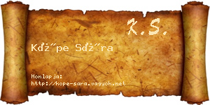 Köpe Sára névjegykártya